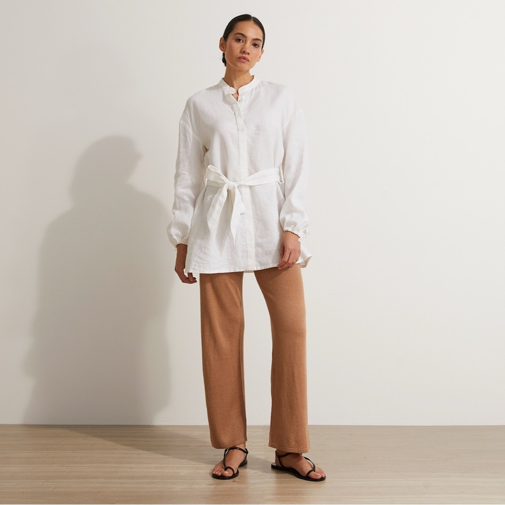 Cultiver X The Curated 100% Linen Belted Black The Cristi Linen Shirt Small Nwt — image 4 of 6